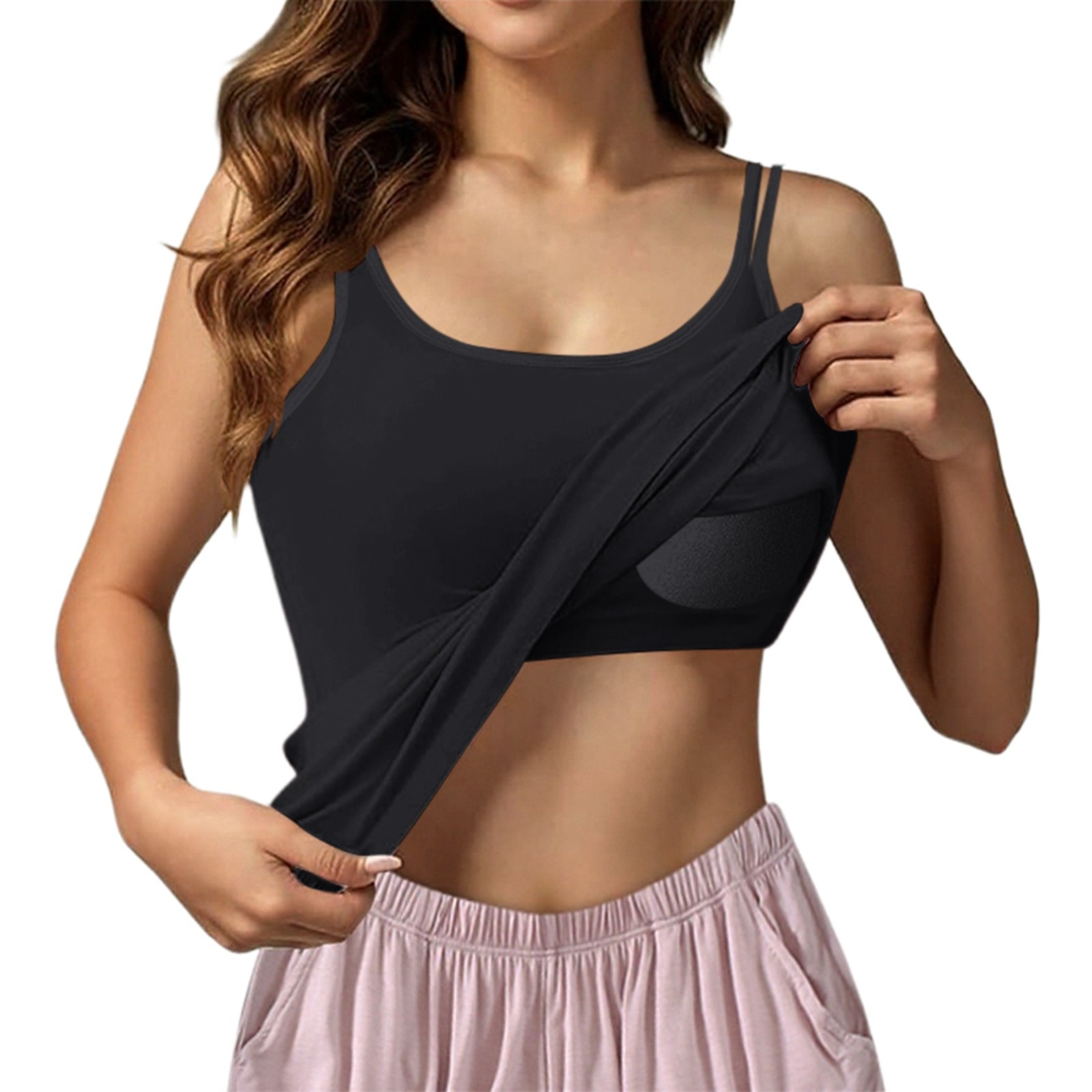thumbnail image 3 of Camiseta sin mangas lisa para mujer: tejido suave y transpirable, prenda informal versátil para primavera/verano, fácil de cuidar., 3 of 5